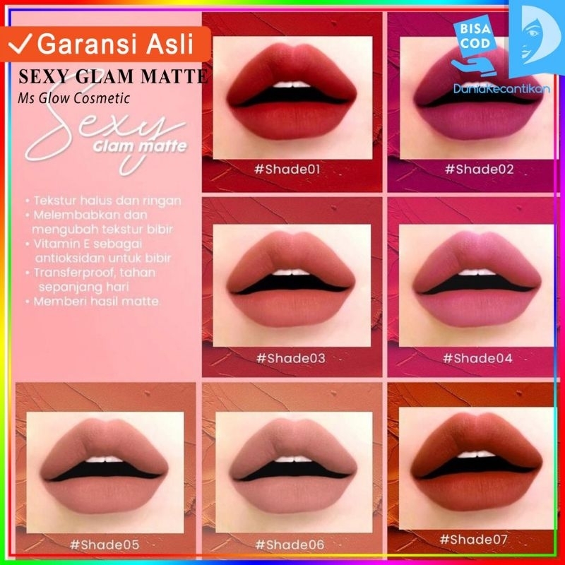 MS Glow Lipstick Lip Cream Sexy Glam Matte Original
