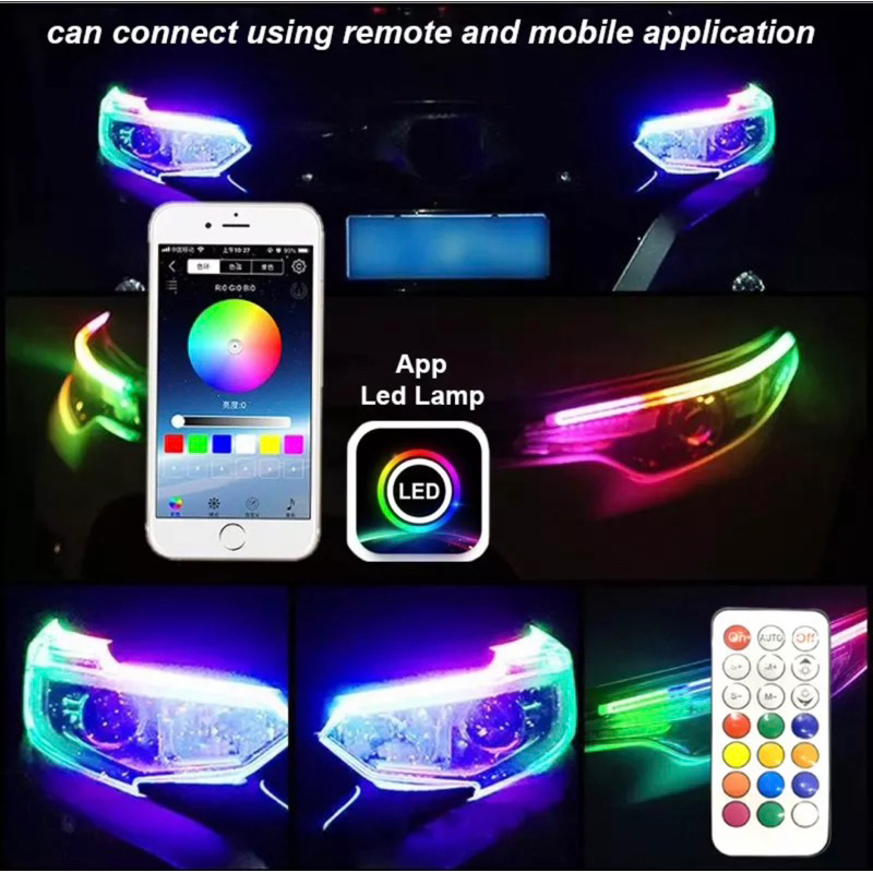 DRL ALIS SLIM RGB Remot BLUETOOTH 30 cm 60 cm APLIKASI RUNNING RGB MODE APLIKASI bluetooth