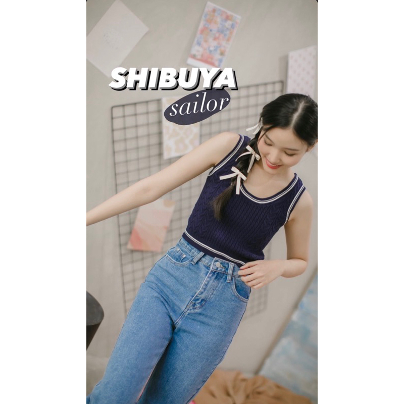 (PELUNASAN) BEBEPLUM Shibuya Knit Tank Top + Harajuku Short Sailor Top - Sailor - Offline Exclusive