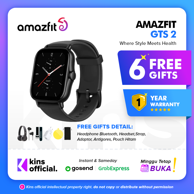 Amazfit GTS 2 Smartwatch 1.65 HD AMOLED Always-On display, Receive Bluetooth phone call, GPS, jam tangan pria wanita with SpO2