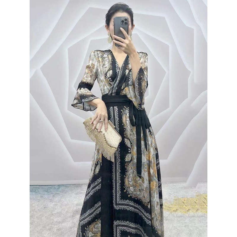 Dress Floral V Neck Model Kimono M451