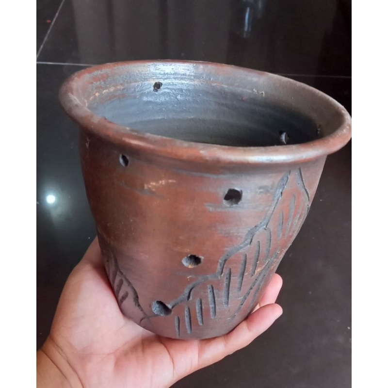 Pot Gerabah Pot Tanah Liat Bakar Mengkilat Pot Anggrek Bisa Digantung