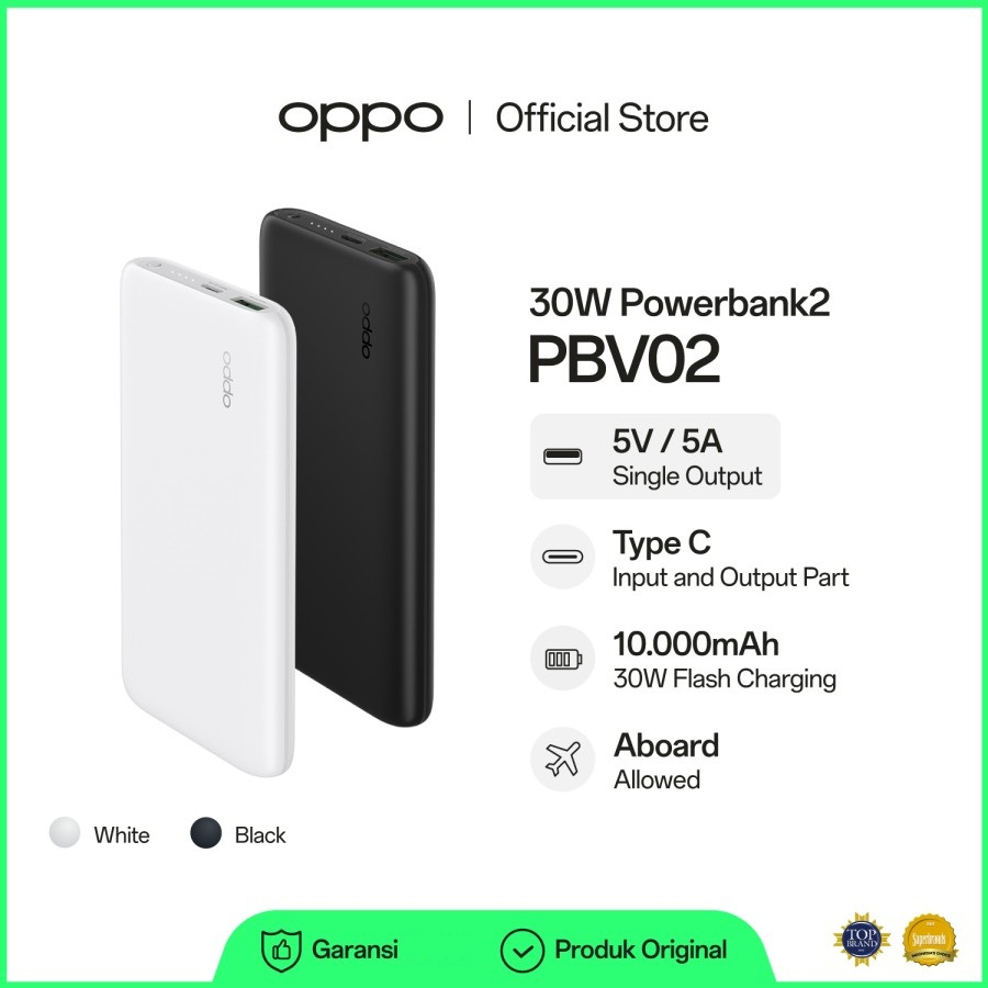 OPPO PBV02 VOOC Power Bank2 30W 10000mAh Original