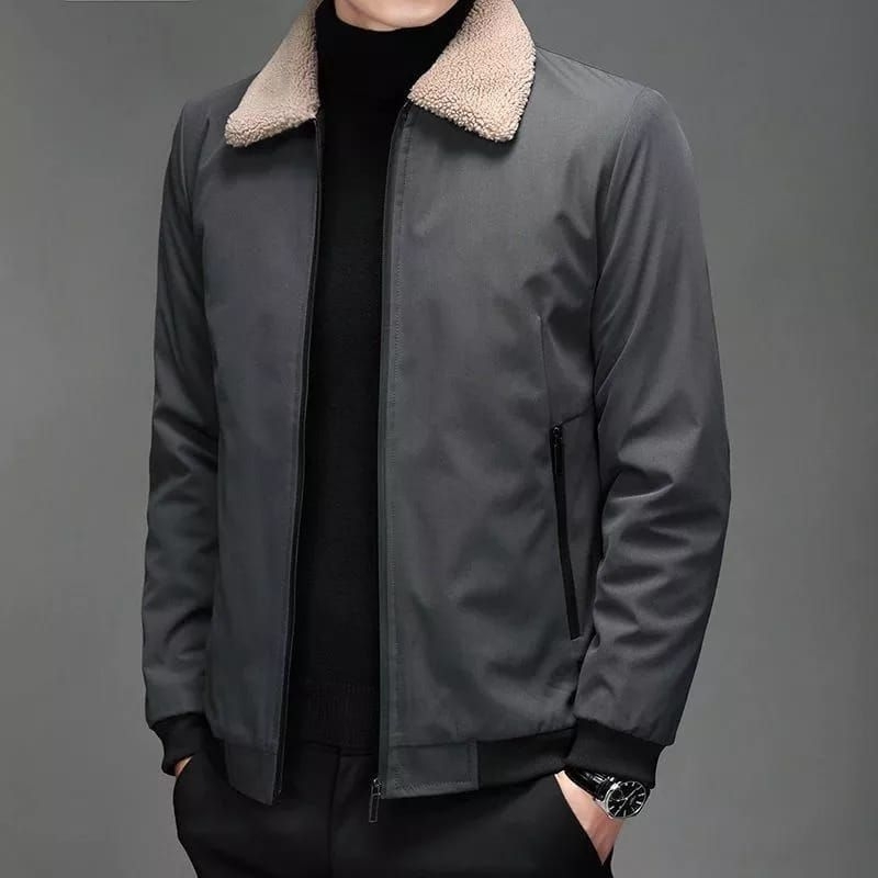 JAKET BOMBER PRIA KERAH BULU