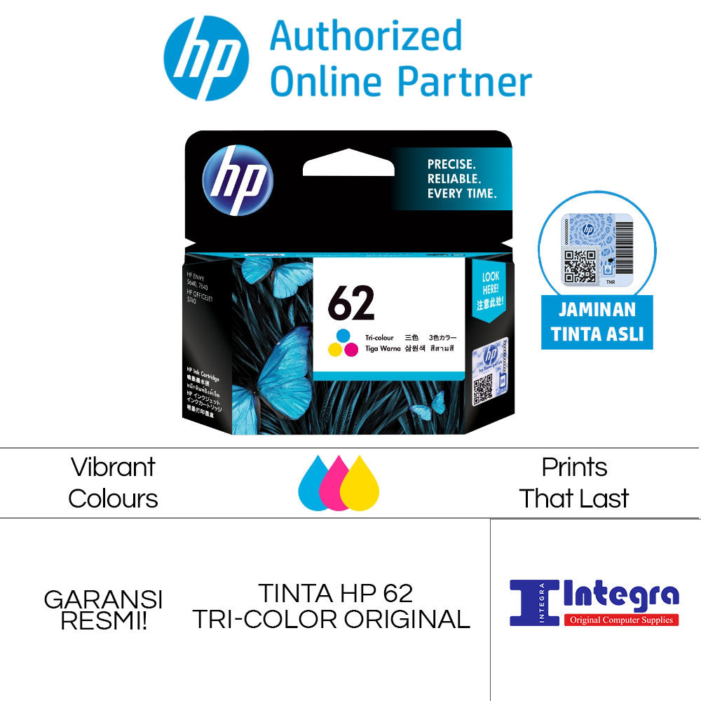 Tinta HP 62 Original 1 Set Ink Cartridge Advantage - Tinta Printer HP Officejet OJ 200, 250