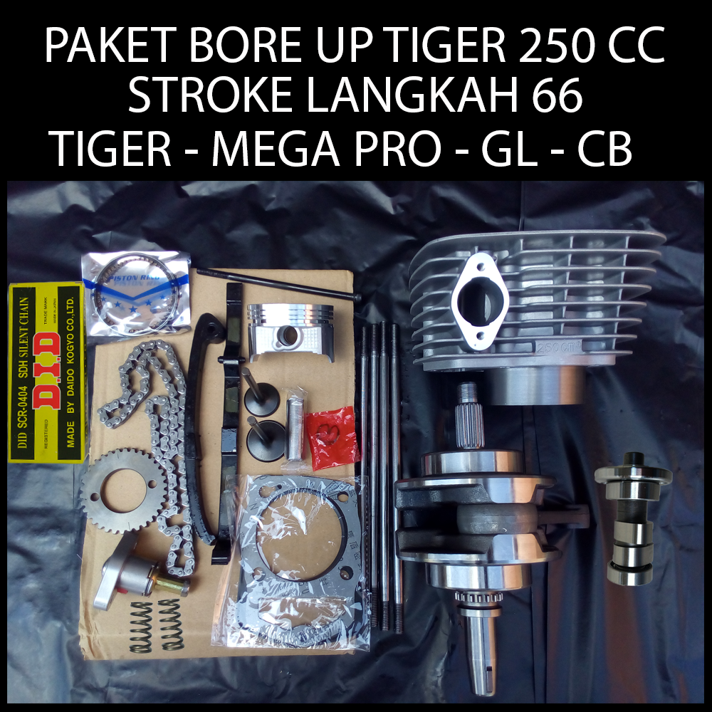 Paket Kruk as Tiger Stroke 66 Blok Tiger 250 Kruk as Langkah 66 Bore up Tiger 250 cc Bore up Mega pr
