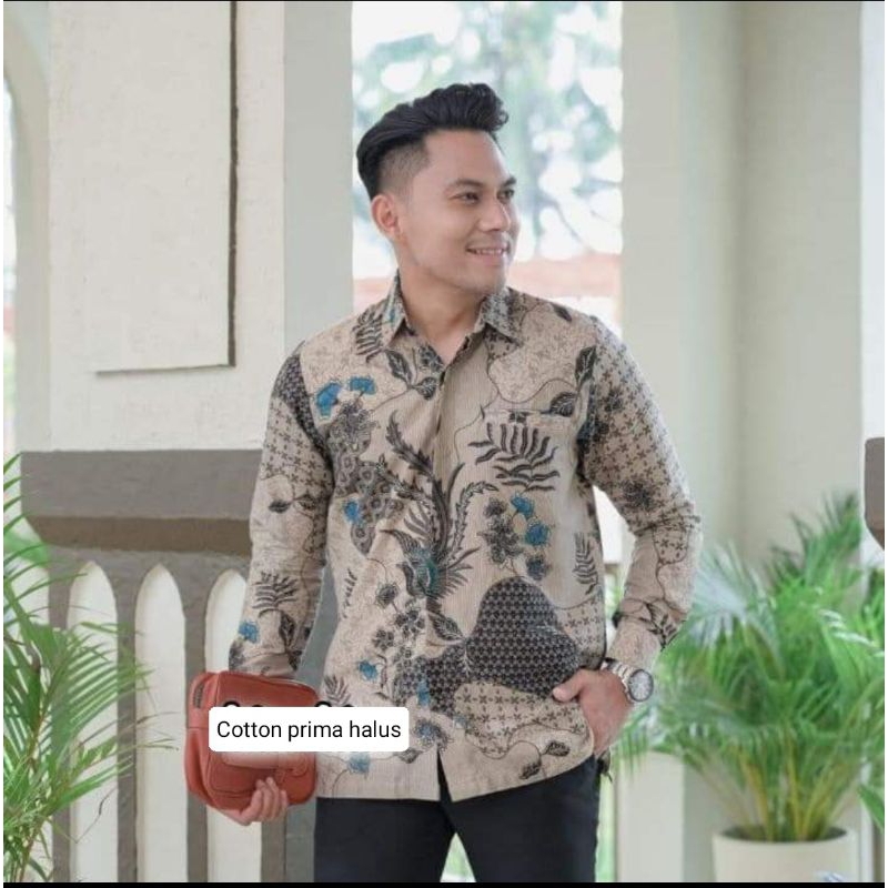 Batik pria lapis puring lengan panjang|kemeja batik pria|Bati laki laki  tangan panjang |batik katun