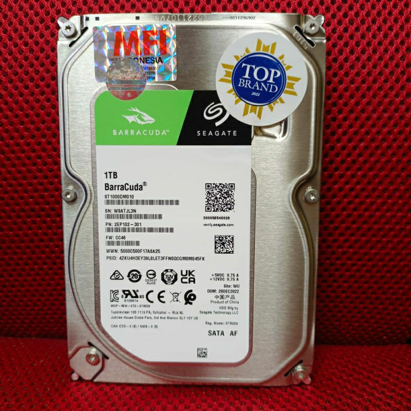 Seagate BarraCuda 1TB Harddisk 3,5inch SATA Resmi - Harddisk Komputer 3.5 Inch