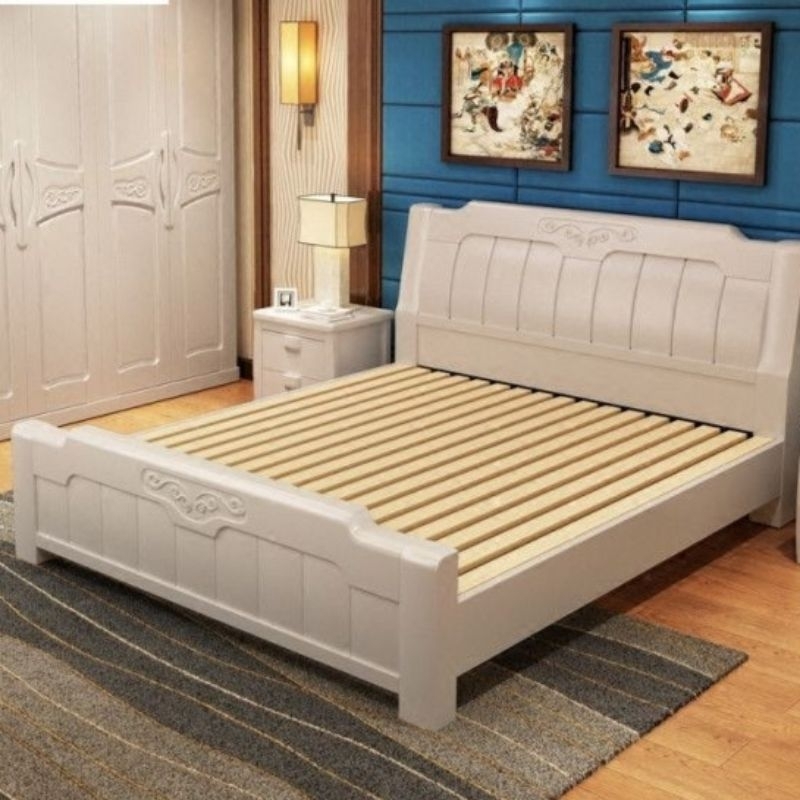 divan minimalis modern terbaru + nakas samping 2 kayu jati cat Duco custom