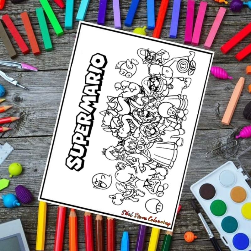 

Kertas Mewarnai Gambar Anak Tema Super Mario V4 / Kertas Gambar (10 Lembar Gambar)