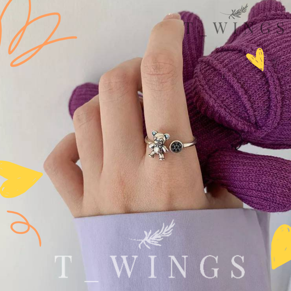 [ TWC-010 ] Cincin Beruang S925 / Cincin Teddy Bear S925 / Cincin Harazuku Fashion Bear S925