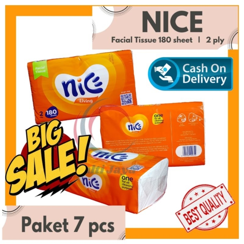 [ Paket isi 7 pcs ] Tissue nice 180 sheets 2 ply | tissue wajah 180 sheets 2 lapis