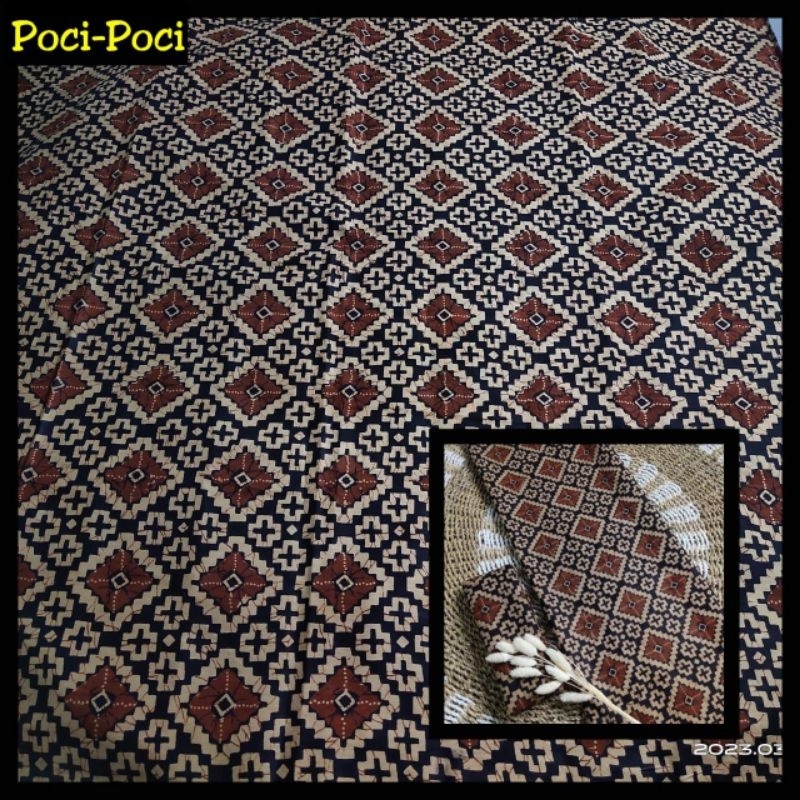 Kain Batik Printing Bahan Katun Motif Poci Poci