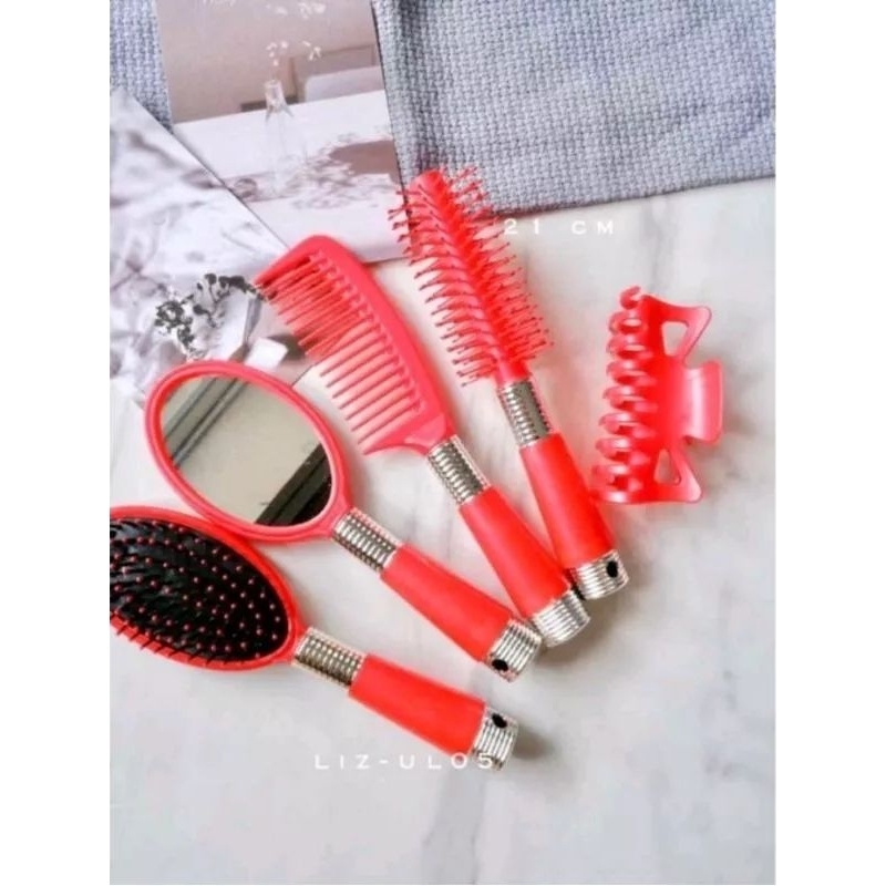 Sisir Rambut Set isi 5 Pcs Sisir Rambut Blow Set Sisir impor Sisir Set Free Zipper Bag