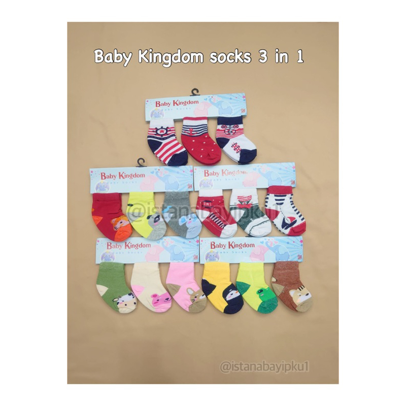 Baby Kingdom Kaos Kaki 3in1 / 3D - Kaos Kaki Bayi BOY &amp; GIRL / KAOS KAKI BAYI MURAH