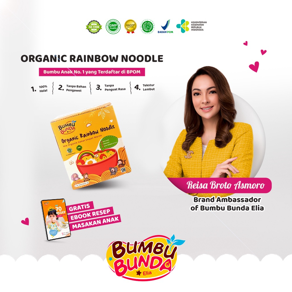 Bumbu Bunda Elia Organic Rainbow Noodle MPASI / Mie Organik MPASI / Mie Bayi / Mie Anak