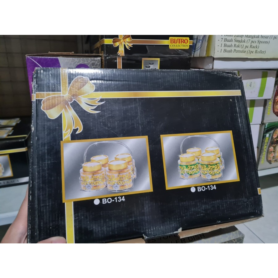 

Toples Motif Set Kaca BISTRO 4pcs BO 134 Tempat Kue Wadah Permen