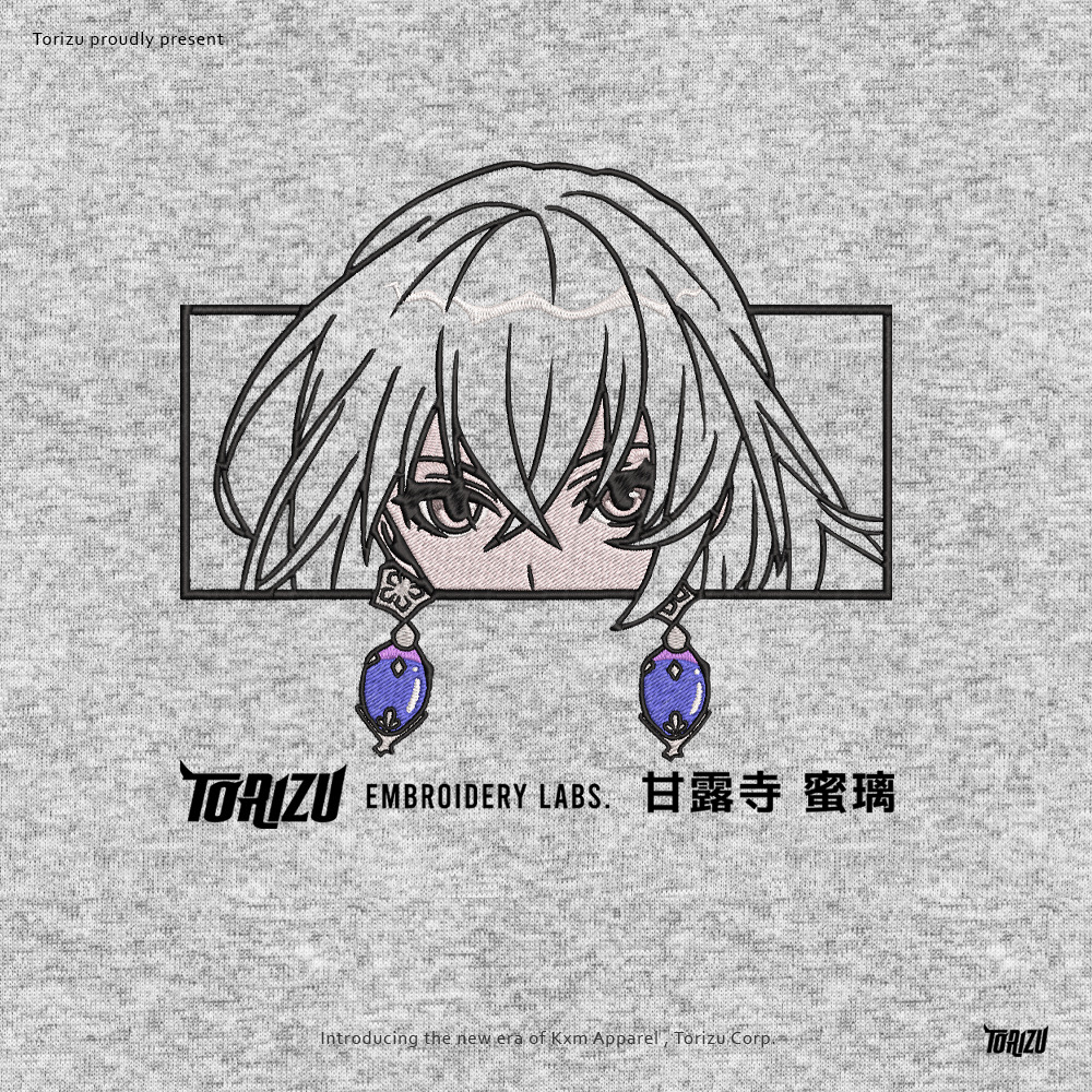 TORIZU Crewneck Bronya Honkai Star Rail Grey  Embroidery Anime Manga Premium Unisex