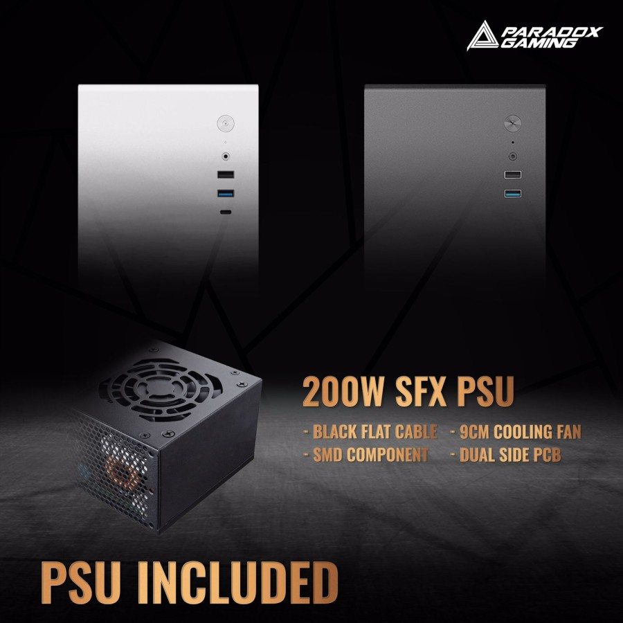 Casing Komputer Paradox Luxy M ATX include PSU 400W - PC Case Micro ATX Black