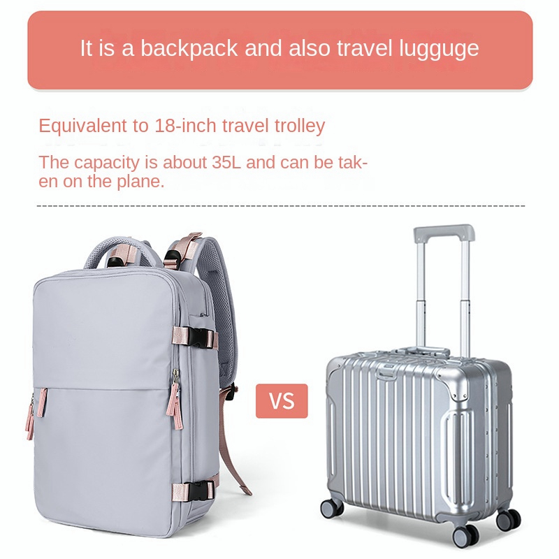 SmallLee Wanita Ransel Bagasi Perjalanan Luar Ruangan Tas Ransel Tahan Air untuk Wanita