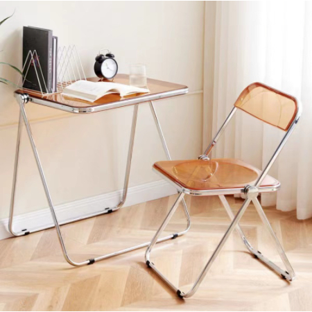 Set Meja Lipat Dan Kursi Acrylic Colorful Foldable Chair Modern Meeting Dining Folding Office Table