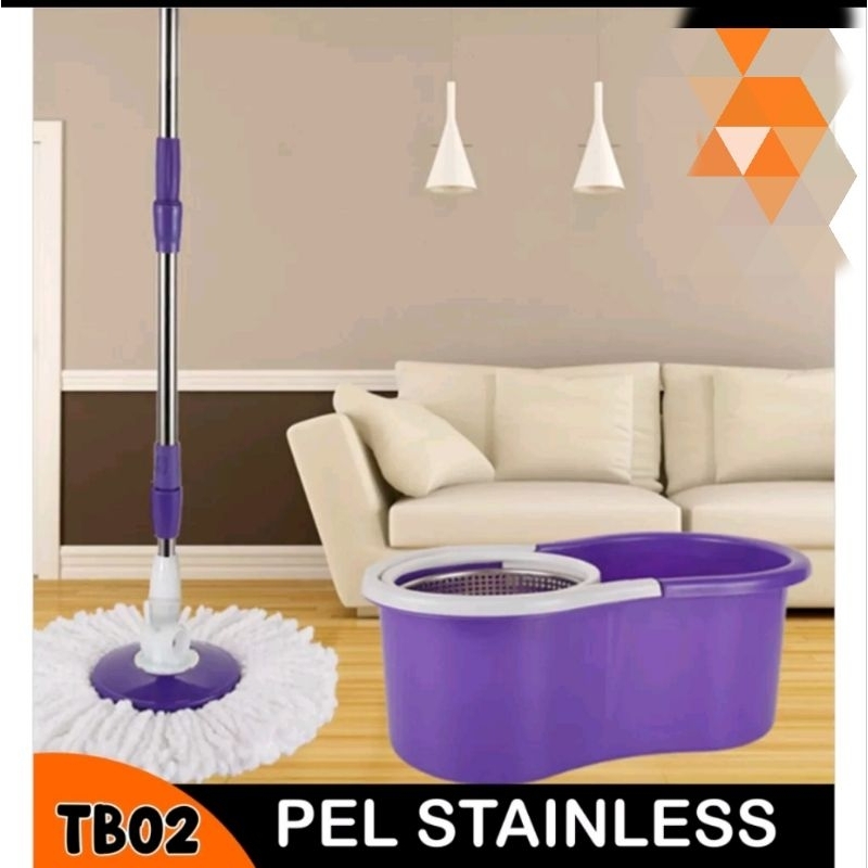 Super Mop Stainless / Alat Pel Lantai Otomatis Putar / Pel Lantai Warna Murah