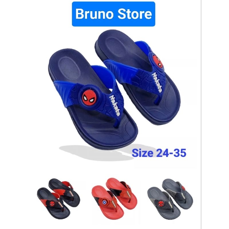 Sandal Jepit Anak laki-laki Motif Kombinasi Spiderman dan Captain America sendal Nakata karakter