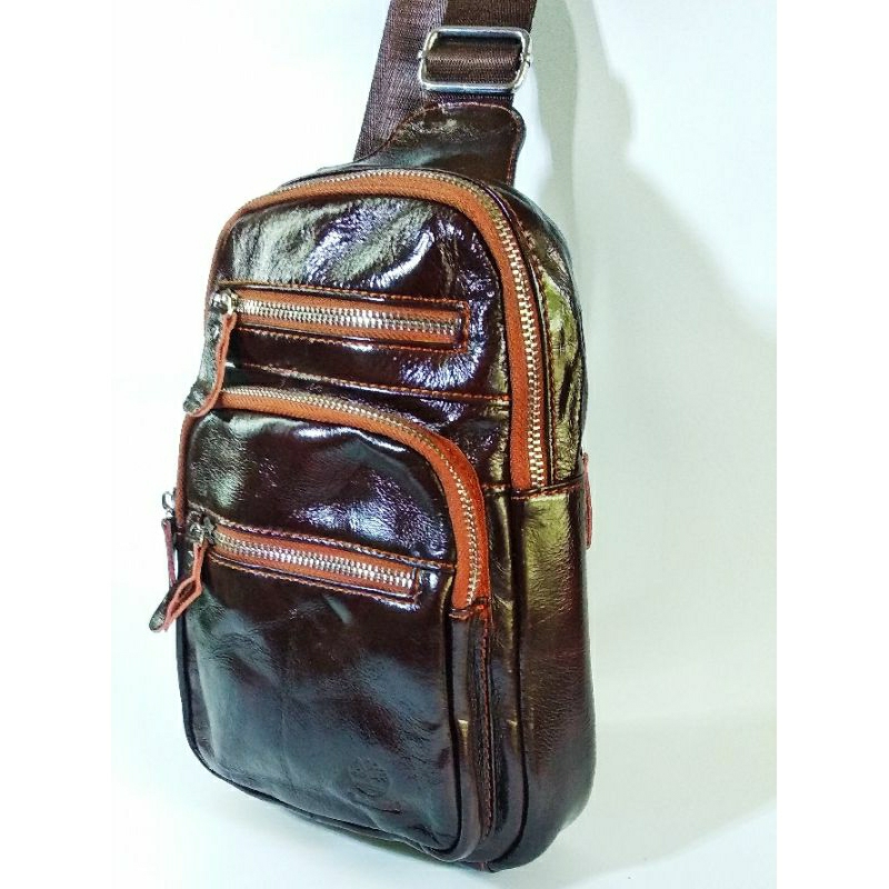 Tas Waistbag Kulit Asli Sapi, Tas Dada Kulit Asli