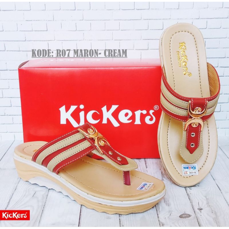 (cod) sandal japit kickers sand wedges japit cewek sandal pesta sandal remaja ibu