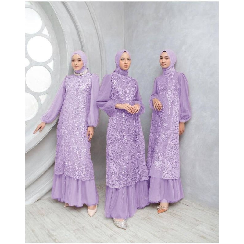 MAXI TERESA /GAMIS FULL BRUKAT KOMBINASI /GAMIS KONDANGAN/GAMIS UNDANGAN