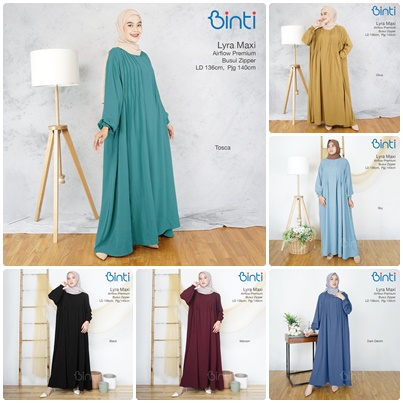 LYRA DRESS / 17.7 / BAHAN AIRFLOW PREMIUM / LD 136 CM / PB 140 CM / FREE MASKER / MAXI / JUMBO / BINTI