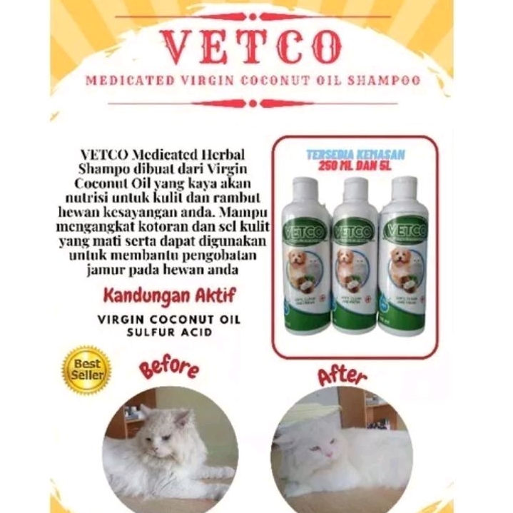 VETCO Shampoo jamur kucing anjing / Medicated shampoo / shampoo VCO