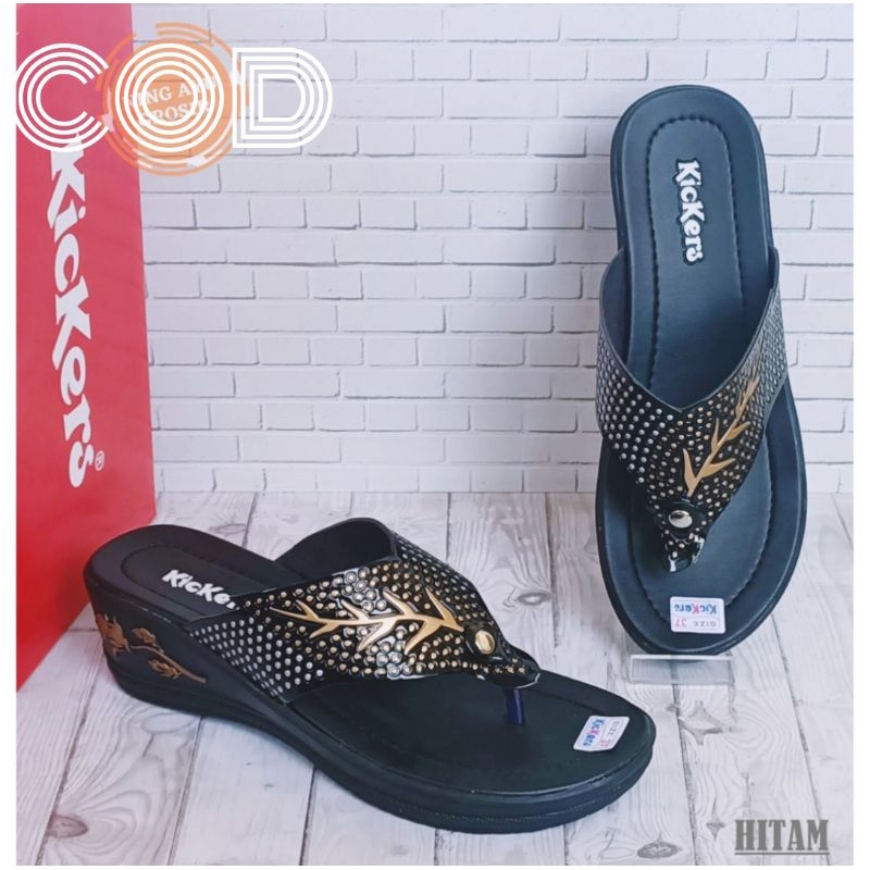 (cod) sandal wedges kickers wanita sandal japit wedjes sandal pesta wanita sand cewek sendal anak ib
