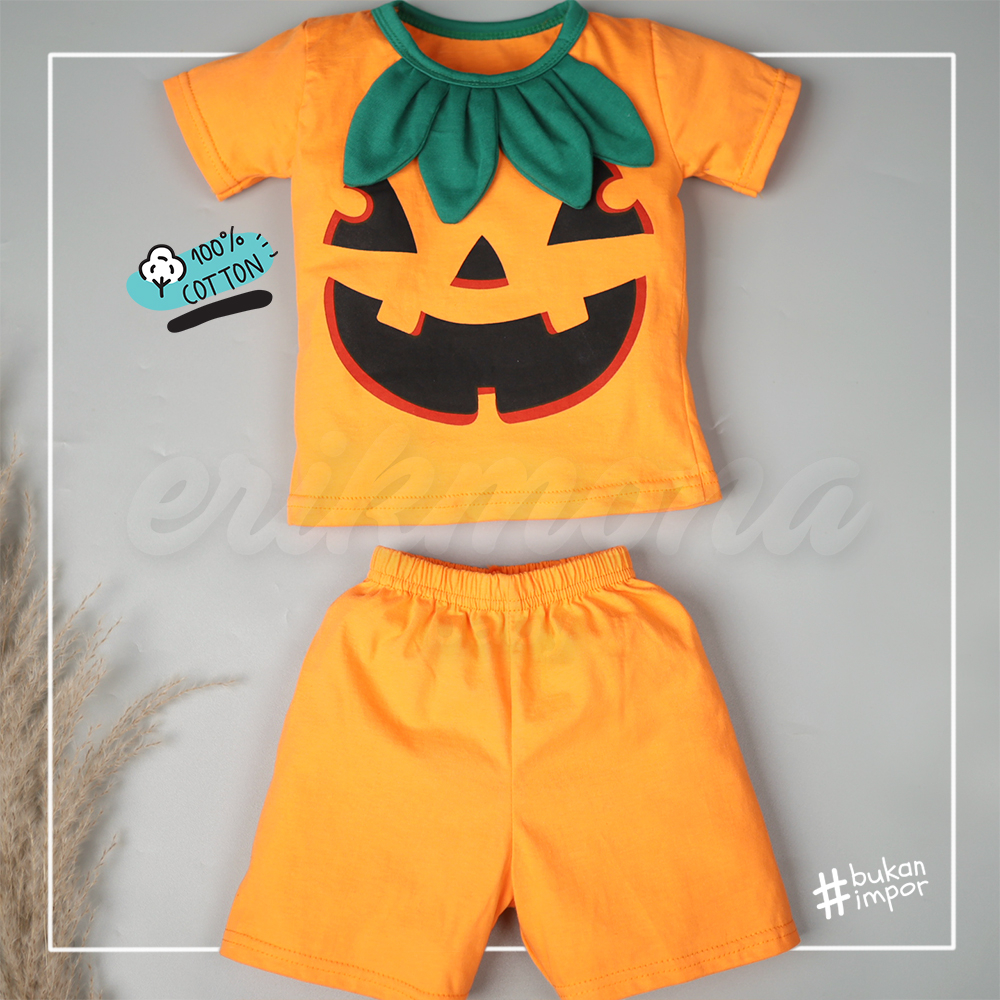 setelan anak bayi pumpkin halloween lucu