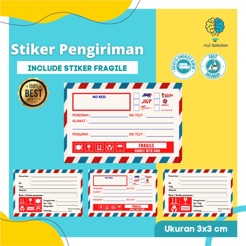 (100 pcs) STIKER VIDEO UNBOXING PENGIRIMAN FRAGILE, Pengiriman Olshop Ready stok dan custom