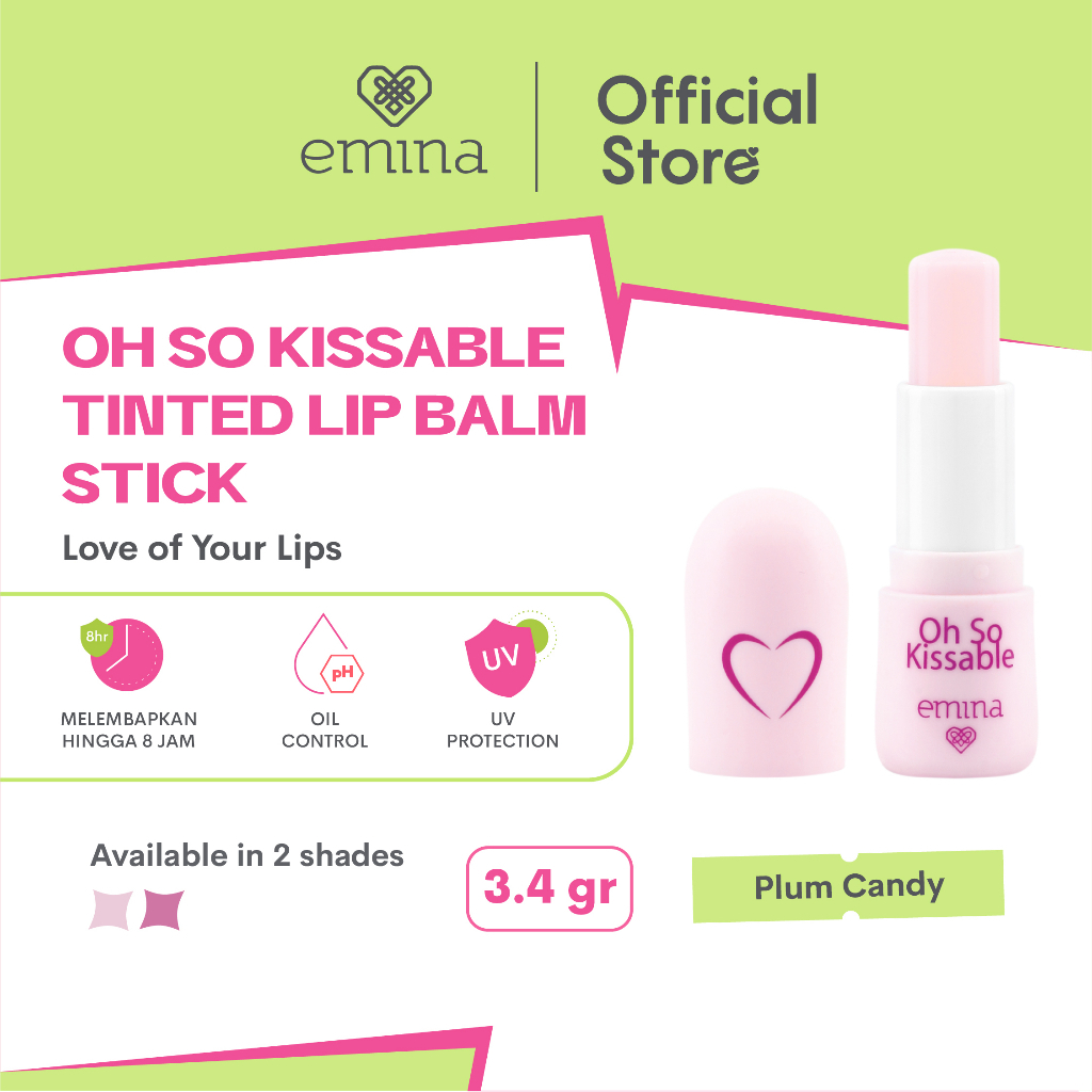 ✨ AKU MURAH ✨ Emina Oh So Kissable Tinted Balm Stick 3.4 g - Lip Balm Melembabkan Bibir Warna Natural, UV Protection