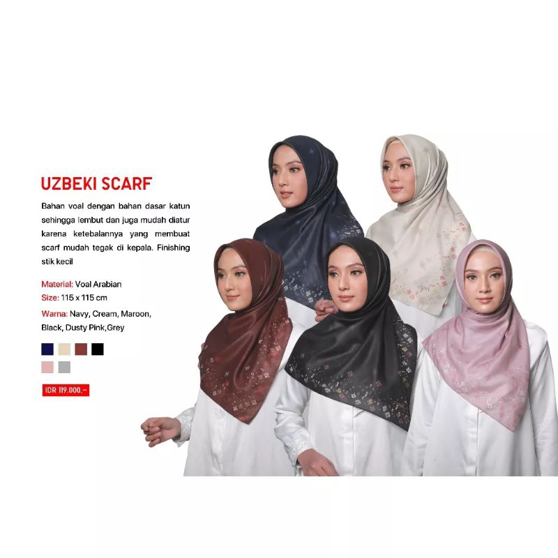 Zoya Kerudung Segi Empat Motif Uzbeki Scarf