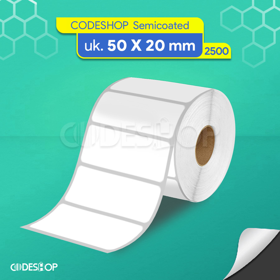 

Codeshop Label Semicoated 50x20 mm 1 Line Core Kecil isi 2500 Stiker