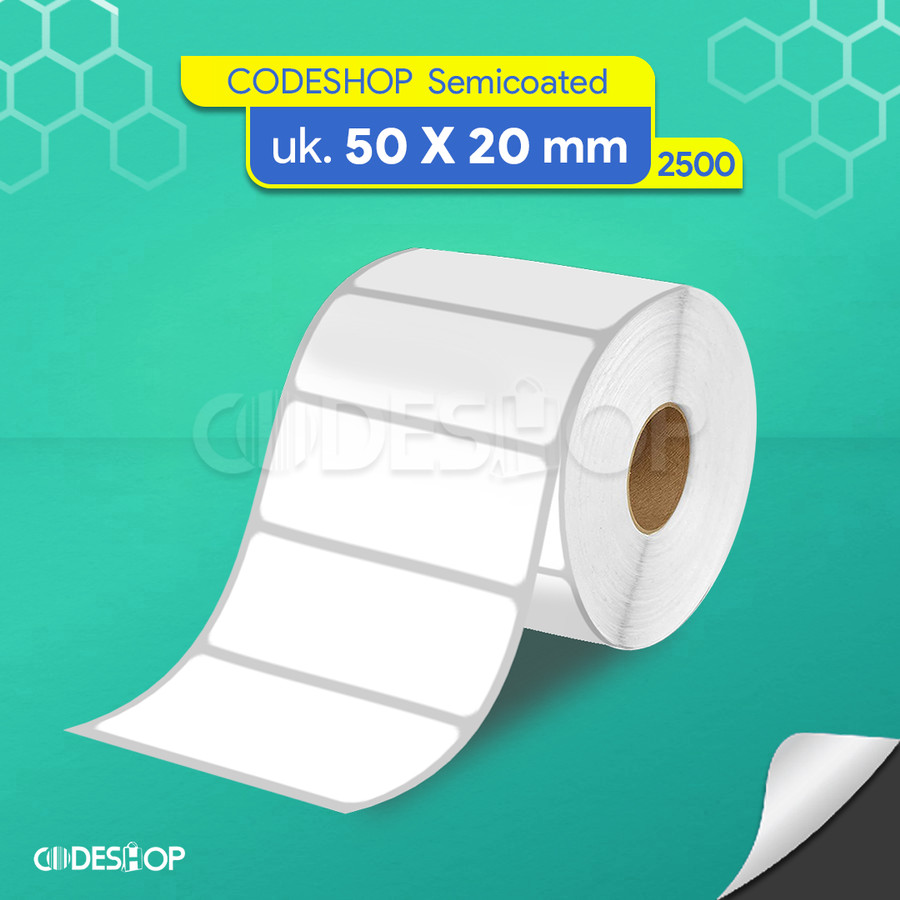 

Label Semicoated 50x20mm / 50 x 20 mm / 5x2 cm 2500 Pcs 1 Line