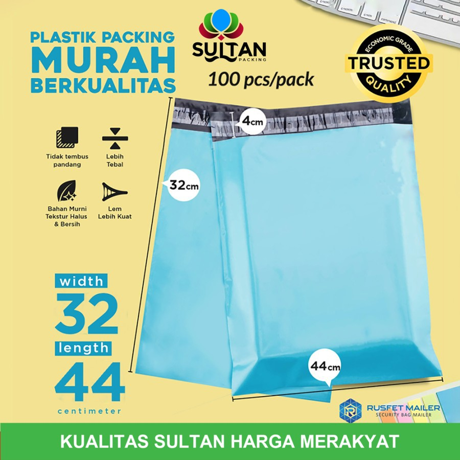 

POLYMAILER EKONOMIS BIRU 32x44 - PLASTIK PACKING ONLINE MURAH PER PACK