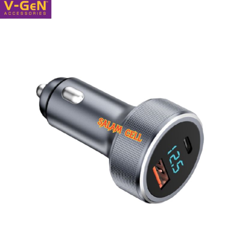 Charger Mobil V-Gen VCC2-34 Fast Car Charger USB 2 PORT PD 54W QC3.0 Digital Display Indicator Garansi Resmi