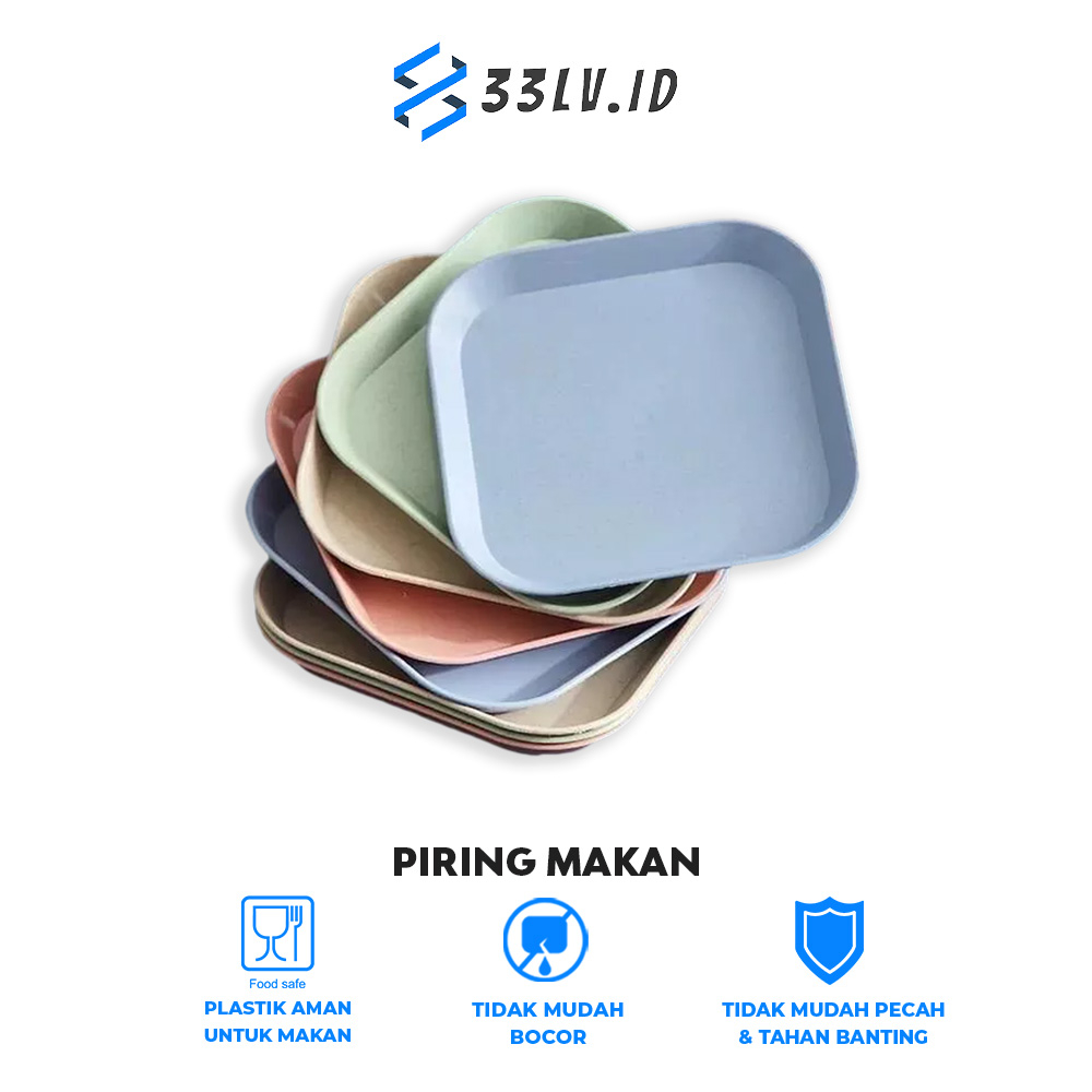 【33LV.ID】 Piring Makan Bentuk Kotak Serat Jerami Anti Pecah 15cm PRM01