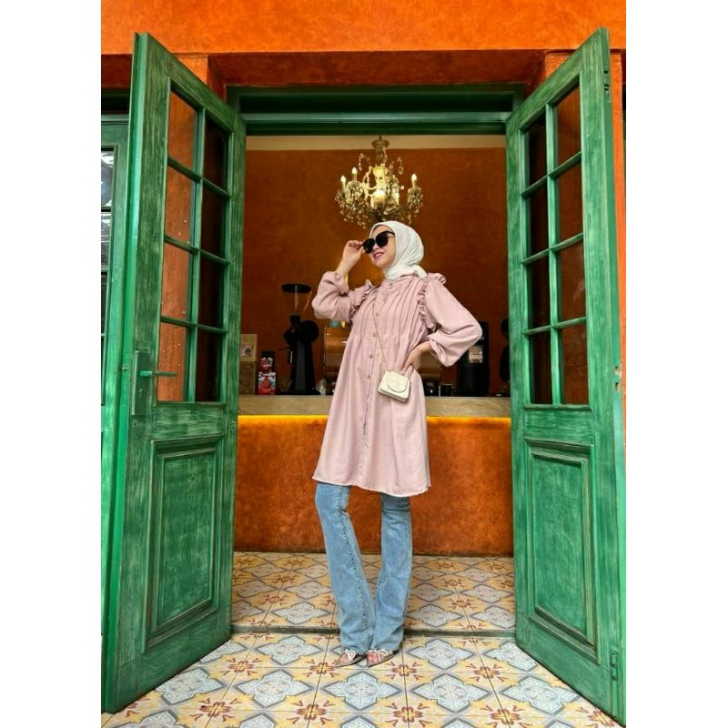 Rafella Tunik, TUNIK POLOS WANITA MODIS CANTIK FIT XXL LD 112 BAHAN CRINCLE AIRFLOW IMPORT KANCING AKTIF BUSUI TERMURAH TERLARIS OOTD KEKINIAN