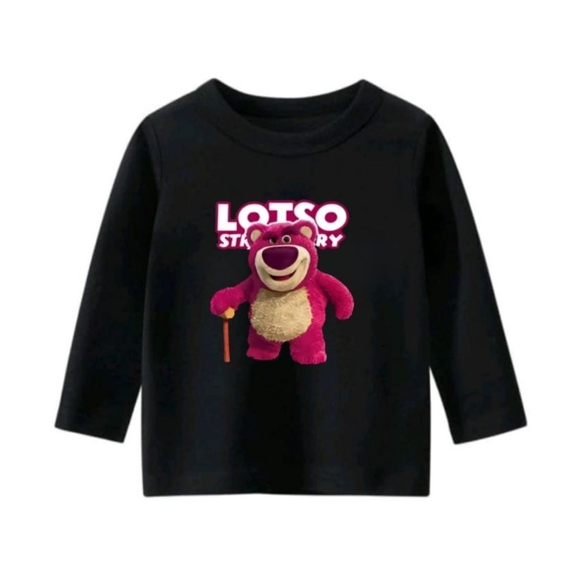 Atasan Kaos anak lengan panjang  usia 1-12 Tahun Pinky bear