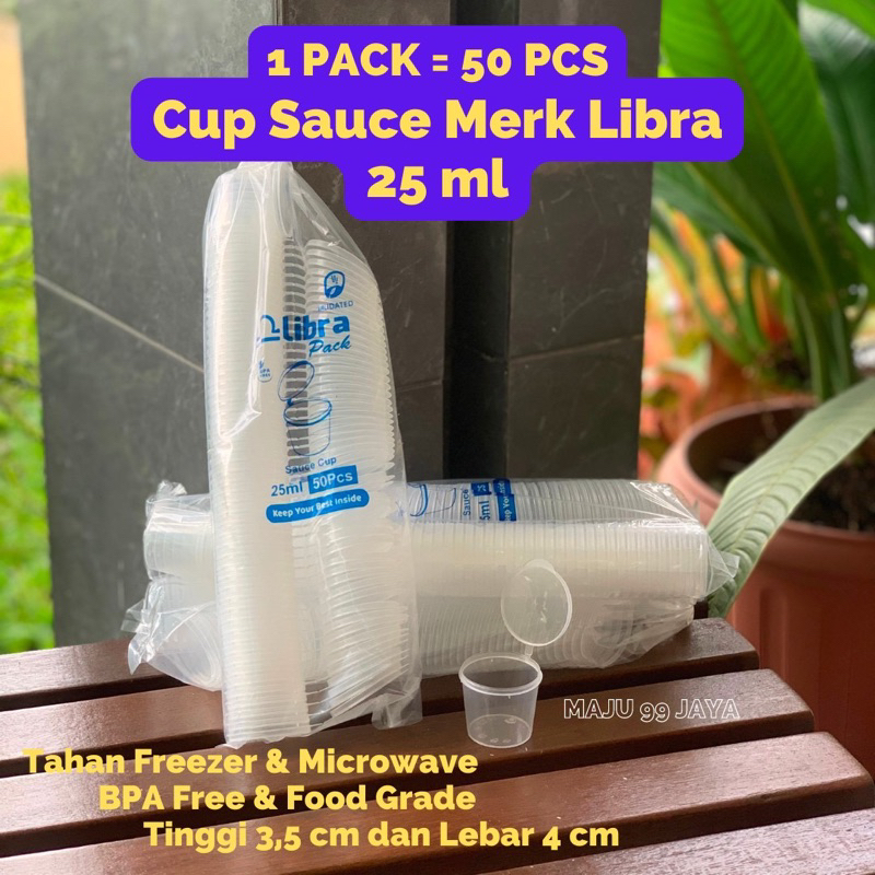 (50PCS) Sauce Cup Plastik 25ML Libra | Thinwall Tempat Saus Tomat Sambal Cup Pudding Klip Wadah Plas