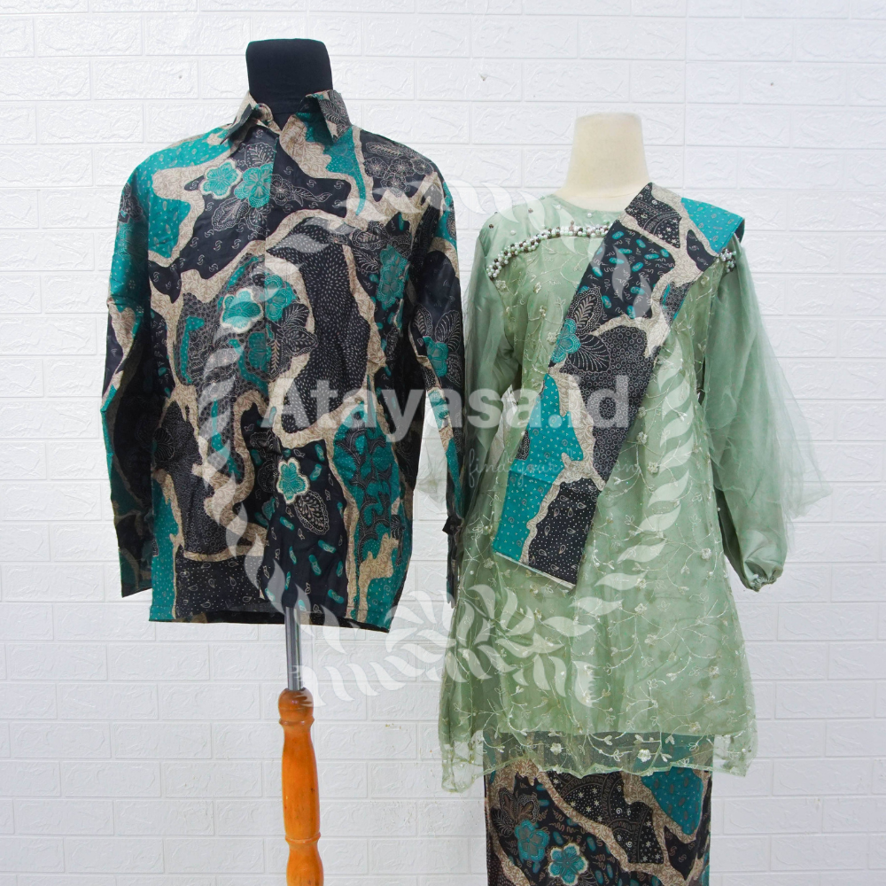 COD ADA JUMBO! COUPLE BRUKAT KINAN LUNA SET KEBAYA ROK COUPLE TUNIK BAJU KONDANGAN SARIMBIT PRIA WANITA KEBAYA MODERN//KEBAYA WISUDA LAMARAN KOMBINAI TULLE TUTU MUTIARA PAYET JAHIT//COUPLE SAGE GREEN VIRAL READY JUMBO XXL