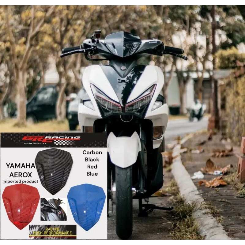 Visor winshield winsil yamaha aerox 155 bahan akrilik motif carbon celup wtp model standar free perekat lem 3m doubel tape