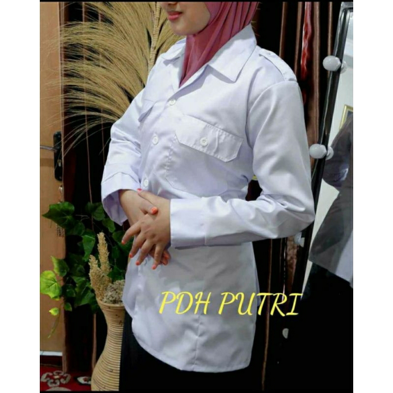 BAJU PDH BIDAN PERAWAT PEMDA WANITA PUTIH BAHAN DRIL NAGATA TERBAIK