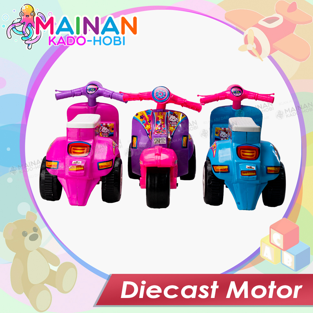 KADO ULANG TAHUN MAINAN DIECAST MOTOR ANAK VESPA KARAKTER LUCU