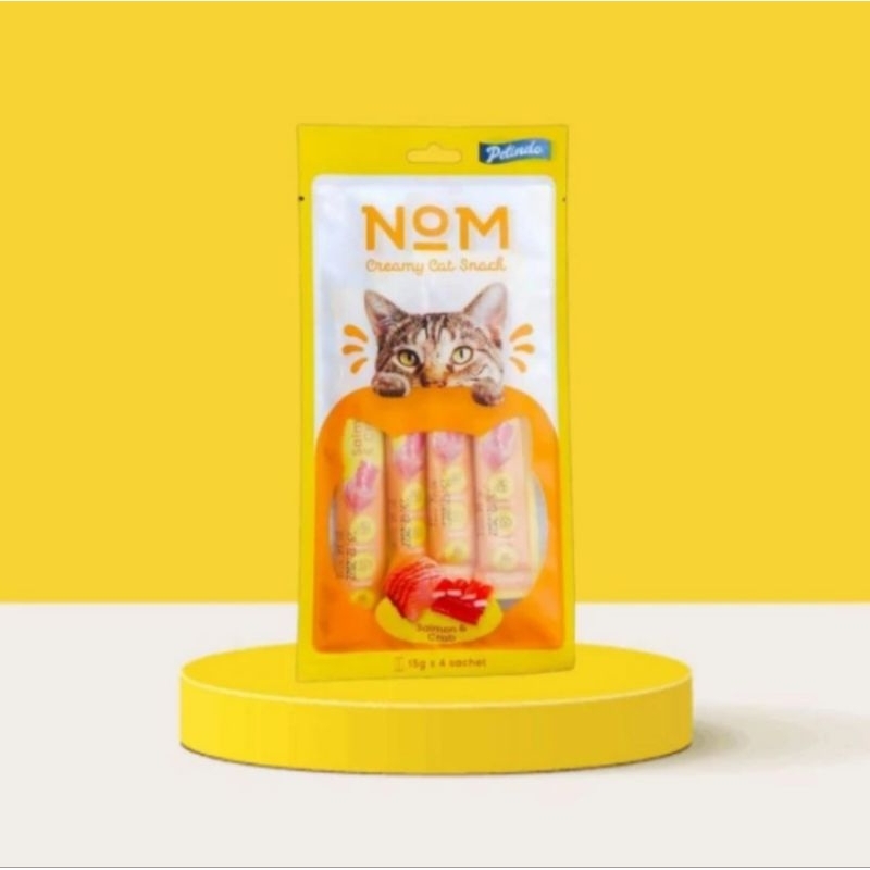 Nom Cat Creamy Treats snack kucing wet food cemilan makanan basah 15 x 4Pcs no Meo Bio chicken &amp; milk